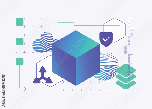 3D cube modern gradient technology illustration