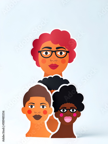 Paper cutouts depict diverse faces advocating for racial equality in justice system Anti-RacismMulticulturalism photo