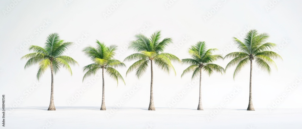 Obraz premium Five palm trees on white background