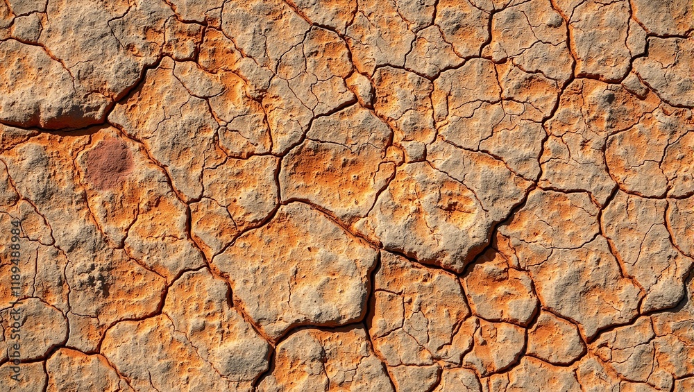 Barren desert rock with jagged cracked surface in shades of red and orange Barren desert rock with jagged cracked surface in shades of red and orange