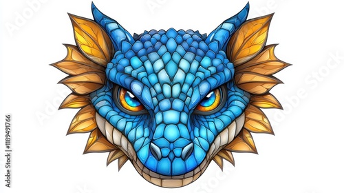 Vibrant Dragon Illustration with Intricate Mosaic Design and Bright Colors photo