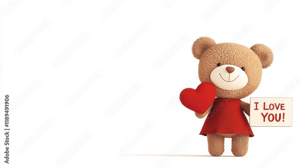 Adorable Teddy Bear Holding Heart and Love Message for Special Moments