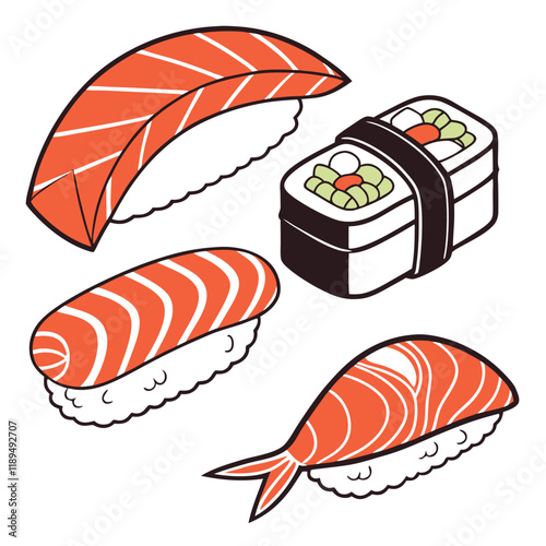 a vector set of susi sea food 
