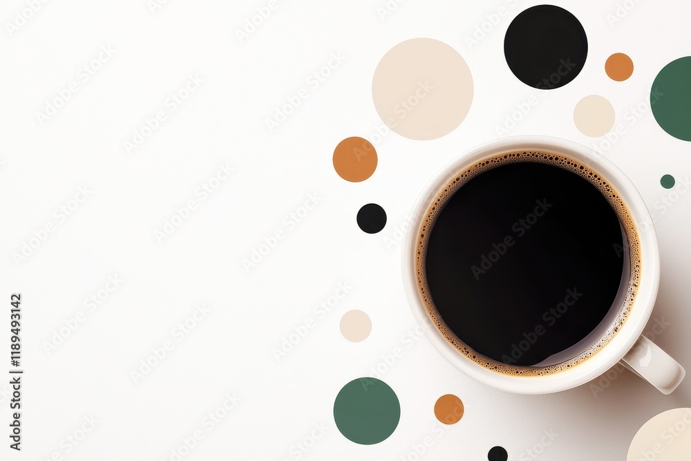 Obraz premium A Cozy Cup of Coffee Surrounded by Colorful Circles