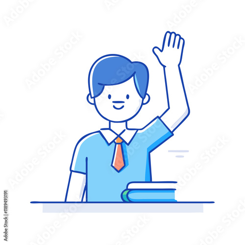 hand raising student vector icon, hand raising student vector illustration - simple illustration of hand raising student, perfect for logos hand raising student
