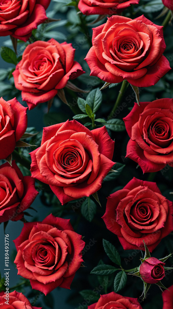 Seamless Red Rose Pattern: Luxurious Floral Background for Romantic Designs, Wedding Invitations, and Valentine's Day Marketing Seamless Red Rose Pattern: Luxurious Floral Background for Romantic Designs, Wedding Invitations, and Valentine's Day Marketing