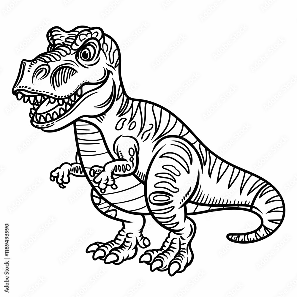 Fototapeta premium Fierce T-Rex Coloring Page for Kids