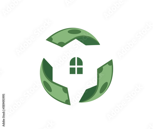 Creative Three Dollars Window House Logo Vector Symbol 