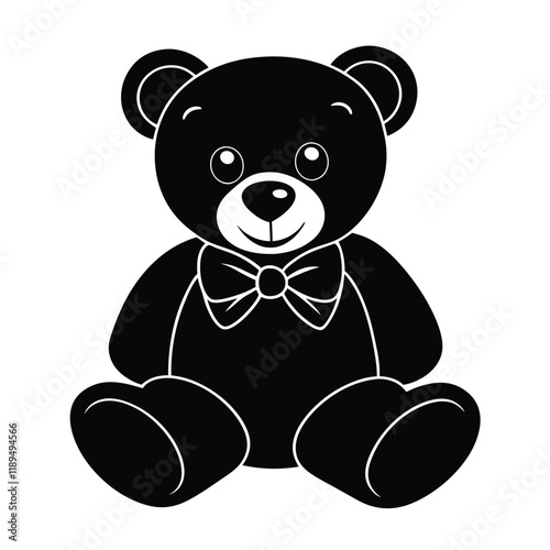 teddy bear  black carton vector illustration white background 