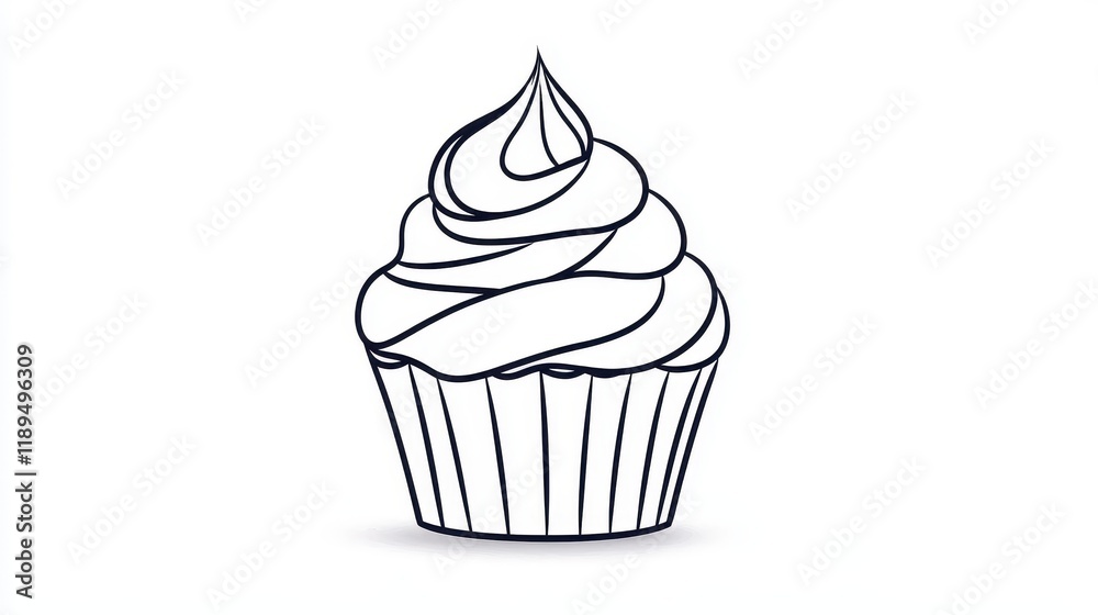 Delightful Hand-Drawn Cupcake Design Perfect for Bakery Illustrations Delightful Hand-Drawn Cupcake Design Perfect for Bakery Illustrations
