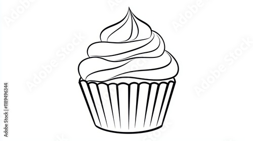 Delicious Cupcake Design with Swirled Frosting and Fluted Wrapper