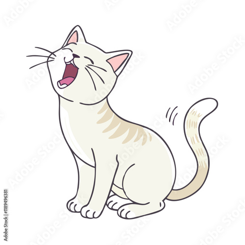 cat meowing vector icon, cat meowing vector illustration - simple illustration of cat meowing, perfect for logos cat meowing