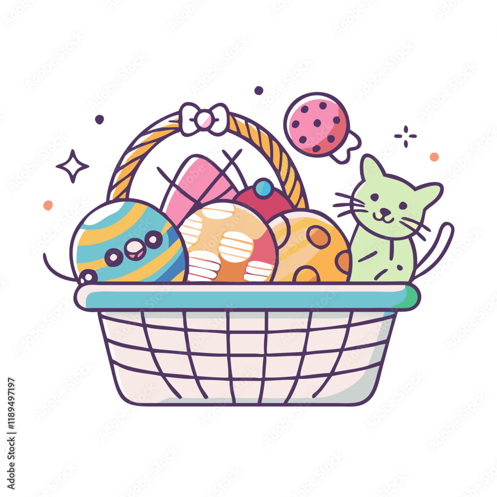 cat toys basket vector icon, cat toys basket vector illustration - simple illustration of cat toys basket, perfect for logos cat toys basket cat toys basket vector icon, cat toys basket vector illustration - simple illustration of cat toys basket, perfect for logos cat toys basket