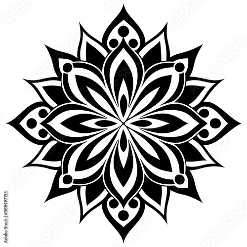 Simple mandala silhouette vector Art design, Floral mandala Illustration, ornament, flower, design, outline, template, pattern, ethnic. mandala design for invitation card, coloring book.