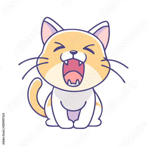 cat yawning vector icon, cat yawning vector illustration - simple illustration of cat yawning, perfect for logos cat yawning