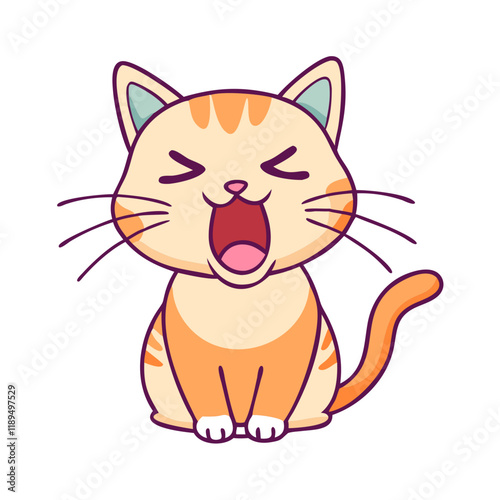 cat yawning vector icon, cat yawning vector illustration - simple illustration of cat yawning, perfect for logos cat yawning
