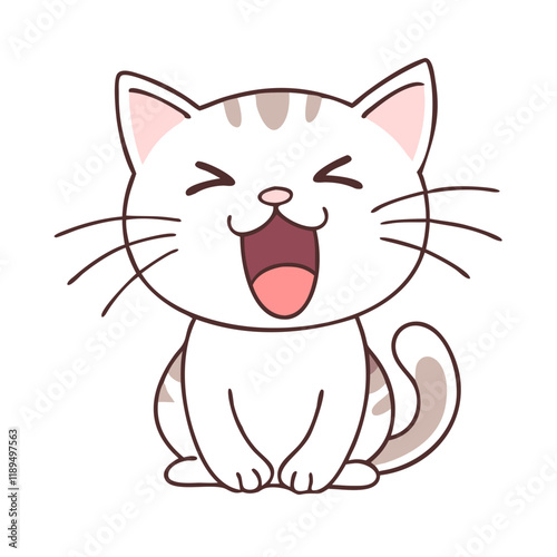 cat yawning vector icon, cat yawning vector illustration - simple illustration of cat yawning, perfect for logos cat yawning