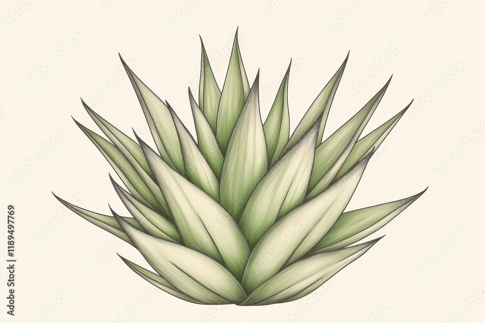 Fototapeta premium Lush Green Succulent Plant with Striking Spiky Leaves Display