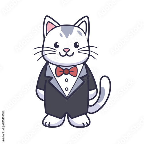tuxedo cat vector icon, tuxedo cat vector illustration - simple illustration of tuxedo cat, perfect for logos tuxedo cat