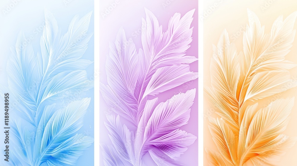 Fototapeta premium Elegant Abstract Leaves in Soft Pastel Colors for Modern Design