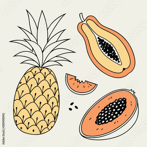 set of fruits and vegetables