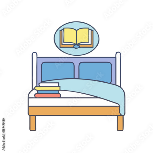 book in bed vector icon, book in bed vector illustration - simple illustration of book in bed, perfect for logos book in bed