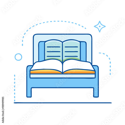 book in bed vector icon, book in bed vector illustration - simple illustration of book in bed, perfect for logos book in bed