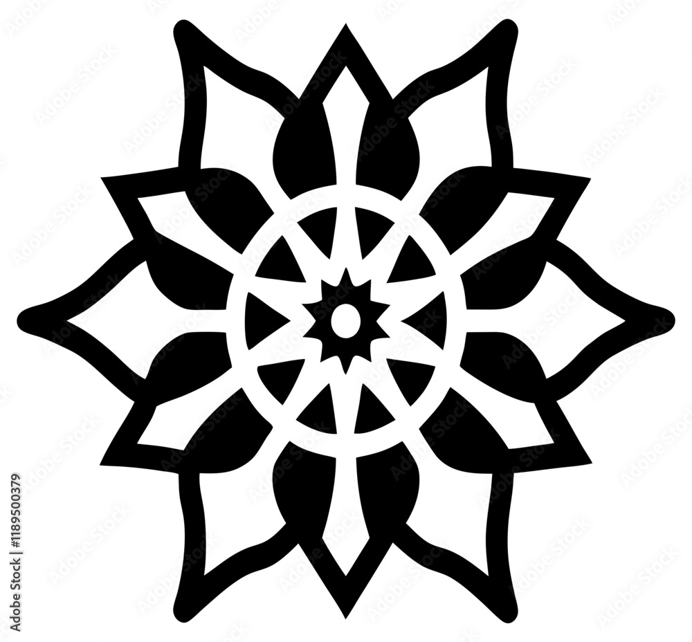 Simple mandala silhouette vector Art design, Floral mandala Illustration, ornament, flower, design, outline, template, pattern, ethnic. mandala design for invitation card, coloring book.