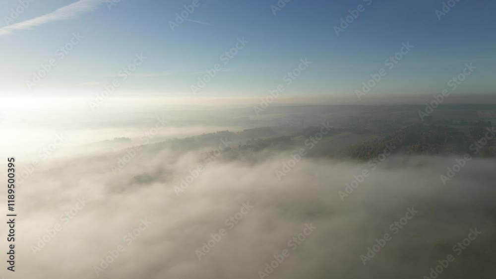 Misty hills with autumn trees Misty hills with autumn trees