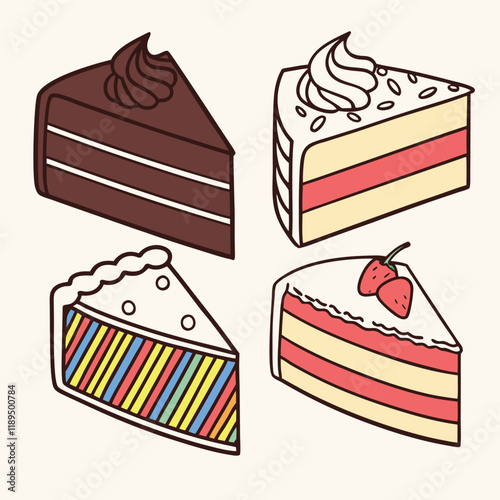 vector set of cakes and desserts