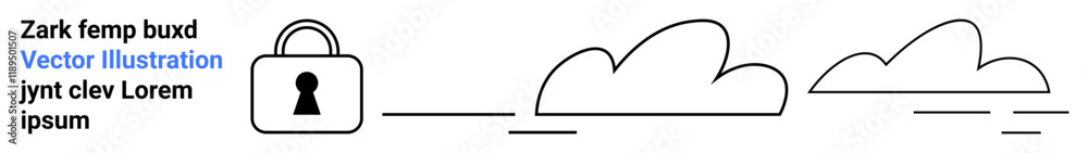 Padlock connected to stylized clouds, emphasizing cyber security, cloud storage, privacy protection. Ideal for technology, data security, cloud computing, network safety, online privacy IT services Padlock connected to stylized clouds, emphasizing cyber security, cloud storage, privacy protection. Ideal for technology, data security, cloud computing, network safety, online privacy IT services