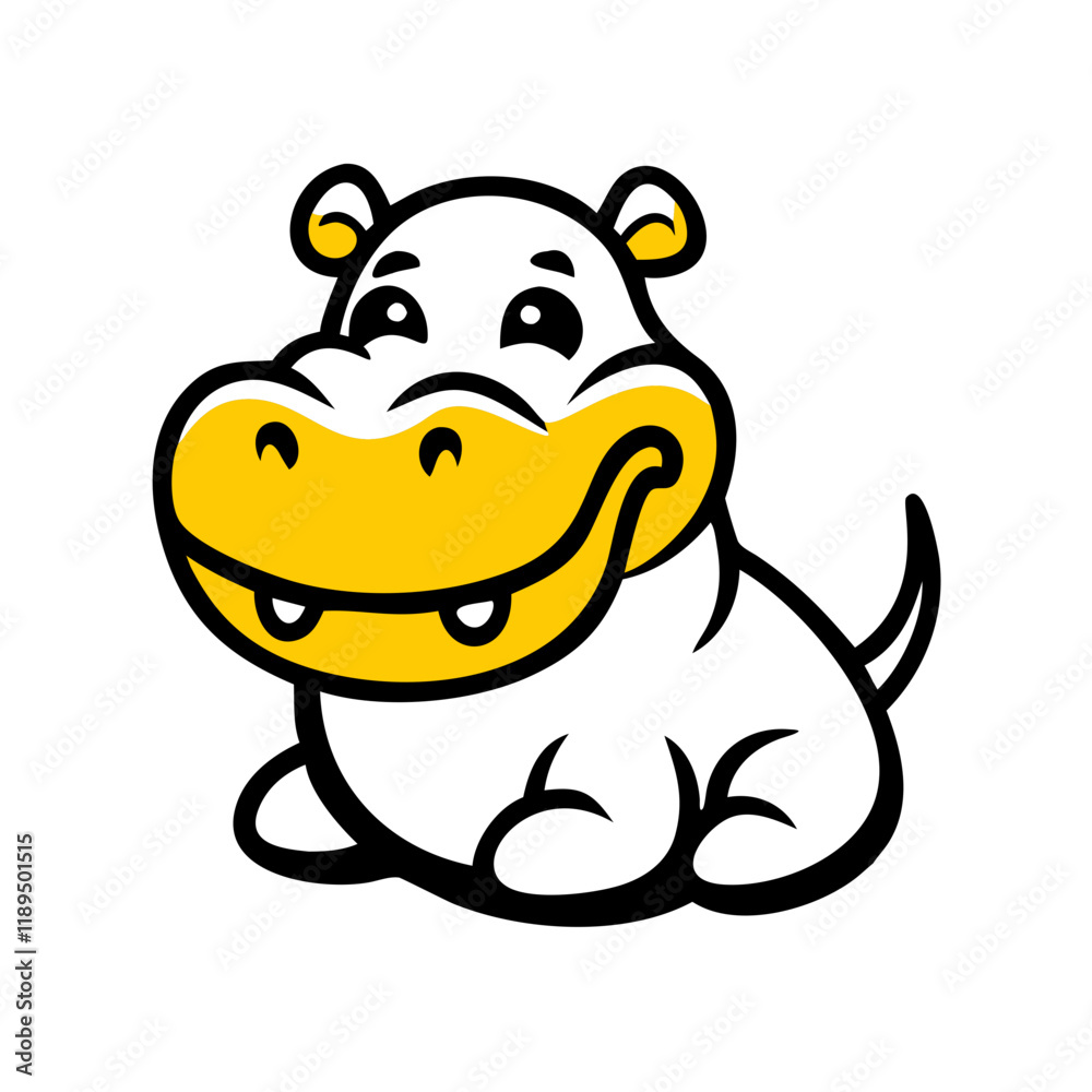 hippo is sitting happily, with a bright yellow face and a big smile hippo is sitting happily, with a bright yellow face and a big smile