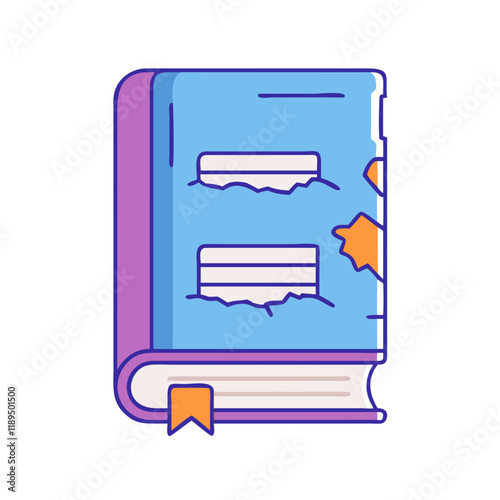 tattered book cover vector icon, tattered book cover vector illustration - simple illustration of tattered book cover, perfect for logos tattered book cover