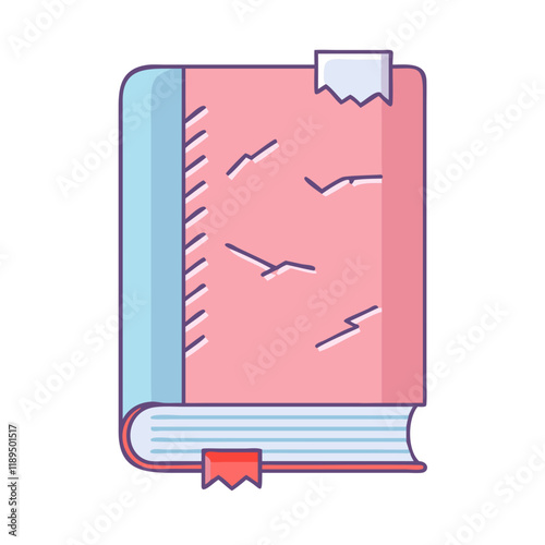 tattered book cover vector icon, tattered book cover vector illustration - simple illustration of tattered book cover, perfect for logos tattered book cover