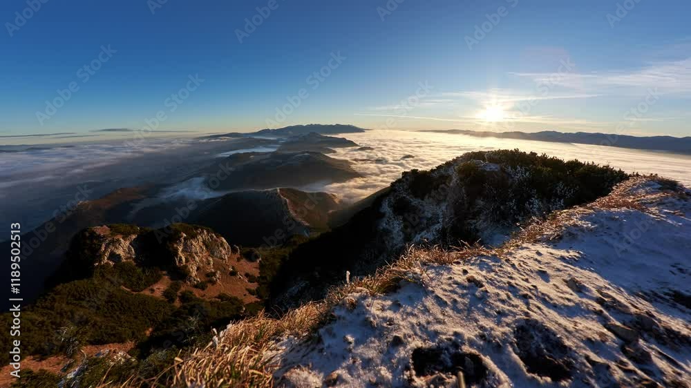 timelapse of foggy clouds moving in alps valley at timelapse of foggy clouds moving in alps valley at