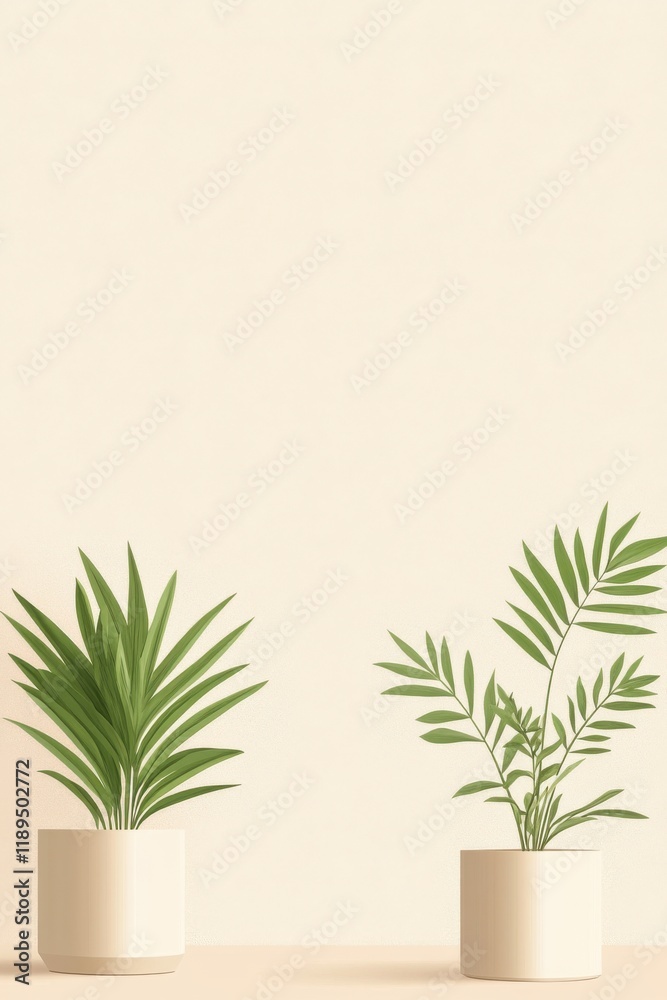 Obraz premium Contrasting temperaments illustrated through minimalistic plant representation with vibrant and orderly elements