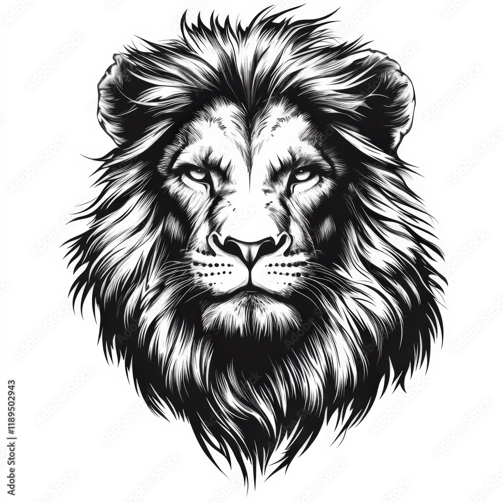 Obraz premium a detailed black and white drawing of a lion's head