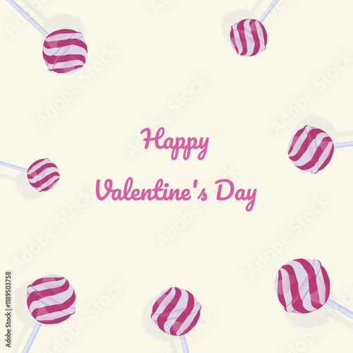 A romantic and sweet postcard. With love, Valentine's Day, February 14th, cute candy pictures as a gift.