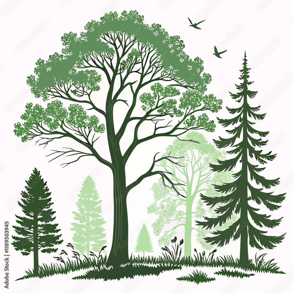 Obraz premium set of trees vector