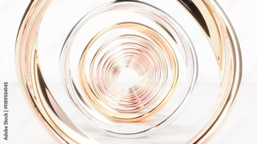 tunnel gold rings on white bg able to loop endless
