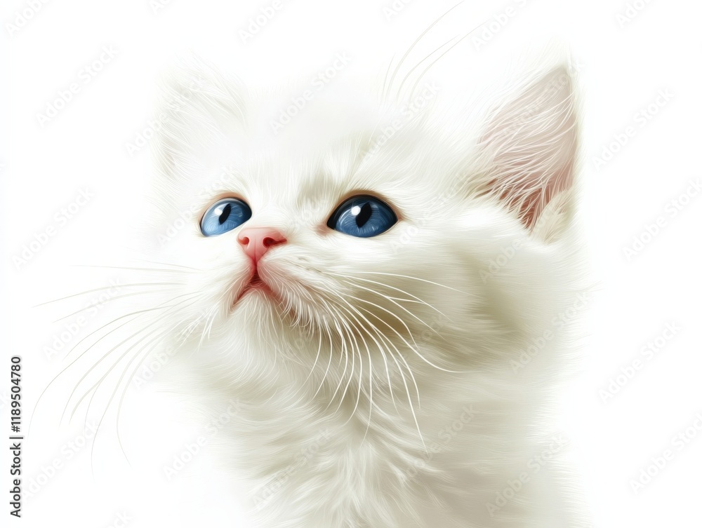 close-up of a white kitten with bright blue eyes close-up of a white kitten with bright blue eyes