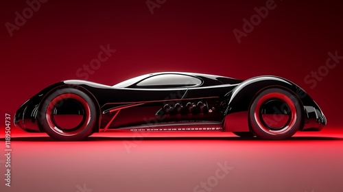 Futuristic Tracking Car in Duo-Tone Black and Red
