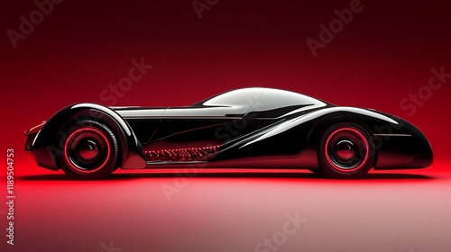 Futuristic Tracking Car in Duo-Tone Black and Red