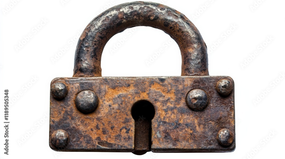 old rusty metal padlock on a white background old rusty metal padlock on a white background