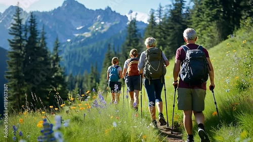 Family Hiking Adventure with Older Couple and Adult Children