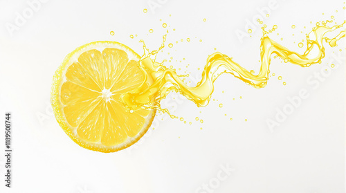 Fresh Lemon Slice with Zesty Yellow Juice Splash in Motion