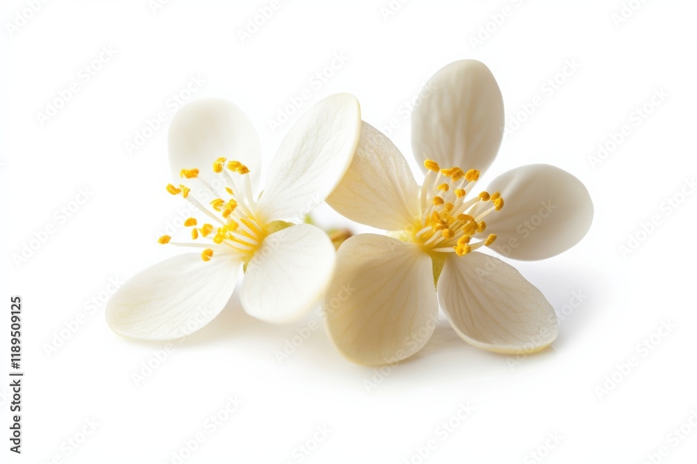 close up of two white flowers with yellow stamens close up of two white flowers with yellow stamens