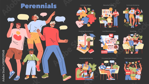 Perennials. Flat Vector Illustration