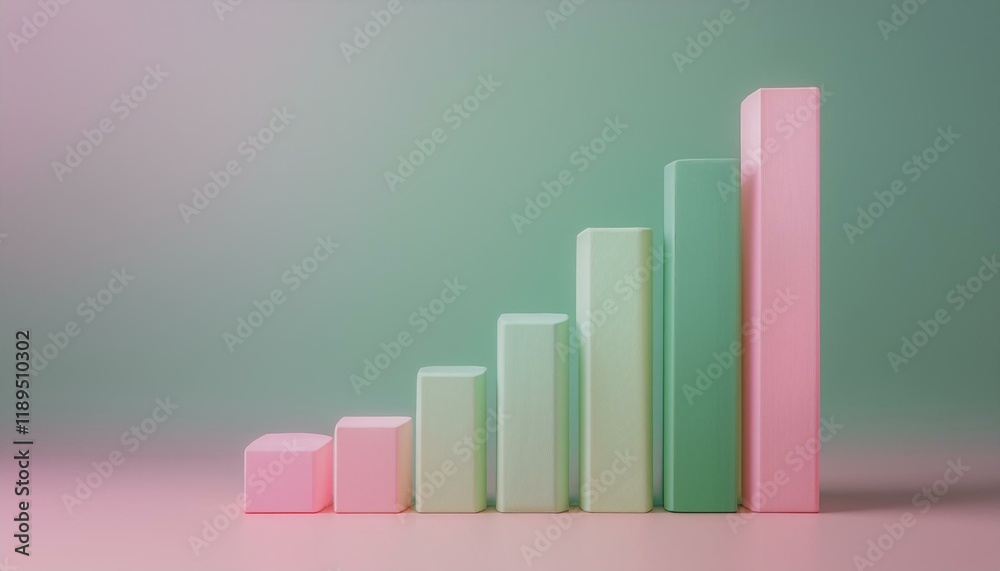 3D bar graph showing market growth rate, 3D display of rising graph 3D bar graph showing market growth rate, 3D display of rising graph