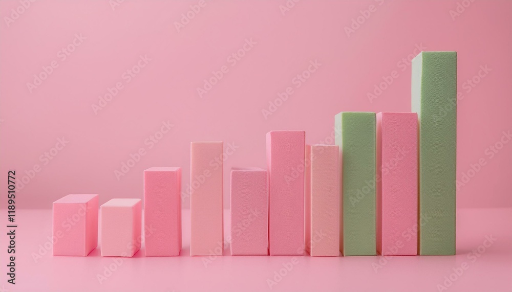 3D bar graph showing market growth rate, 3D display of rising graph 3D bar graph showing market growth rate, 3D display of rising graph